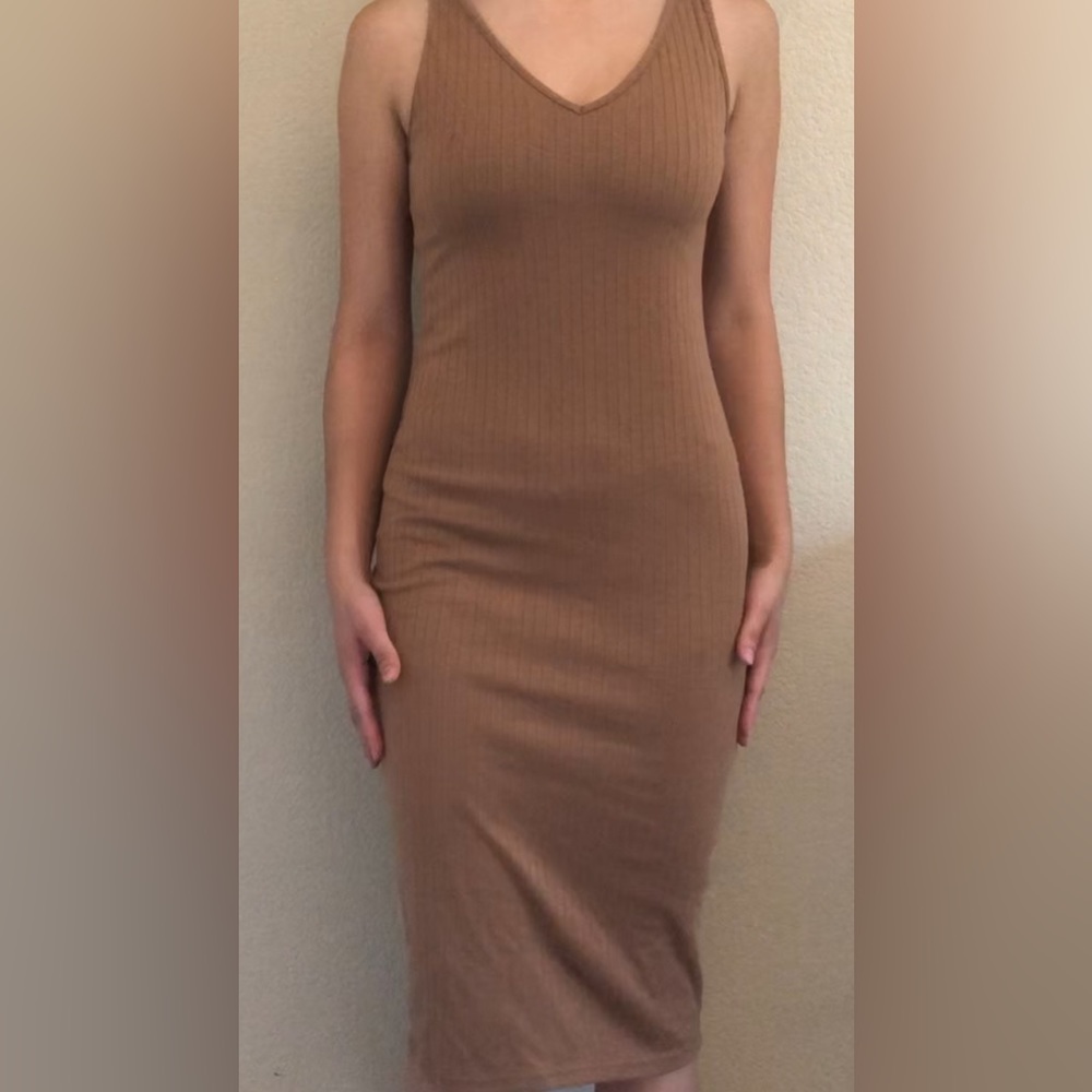 Brown Solid Simple Dress